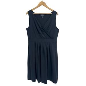 Lands End Black Sleeveless Wrap Style Dress Large
